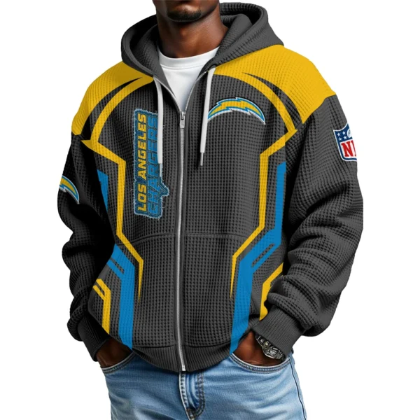 Los Angeles Chargers Men’s Waffle Knit Full Zip-Up Hoodie