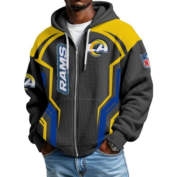 Los Angeles Rams Men’s Waffle Knit Full Zip-Up Hoodie