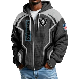 Las Vegas Raiders Men’s Waffle Knit Full Zip-Up Hoodie
