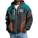 Miami Dolphins Men’s Waffle Knit Full Zip-Up Hoodie