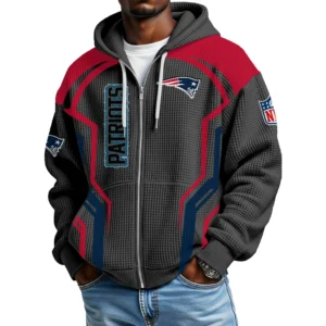 New England Patriots Men’s Waffle Knit Full Zip-Up Hoodie