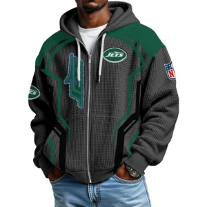 New York Jets Men’s Waffle Knit Full Zip-Up Hoodie