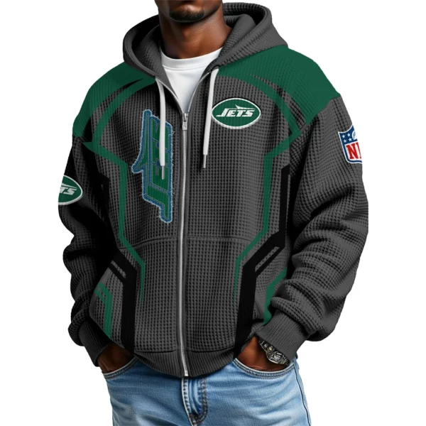 New York Jets Men’s Waffle Knit Full Zip-Up Hoodie