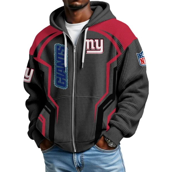 New York Giants Men’s Waffle Knit Full Zip-Up Hoodie