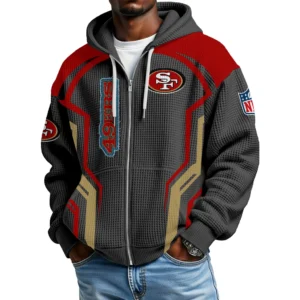 San Francisco 49ers Men’s Waffle Knit Full Zip-Up Hoodie